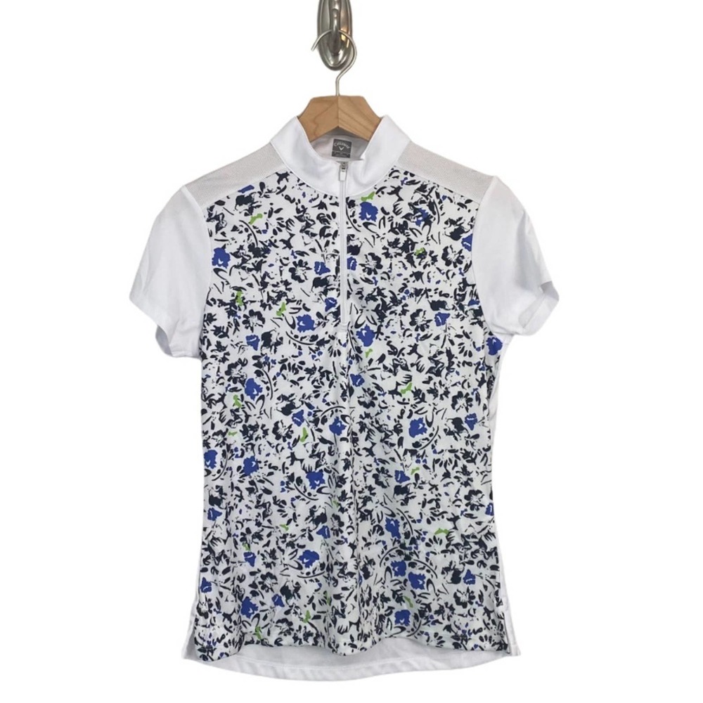 Callaway Golf Shirt  Womens White Floral Print NWT Size Small